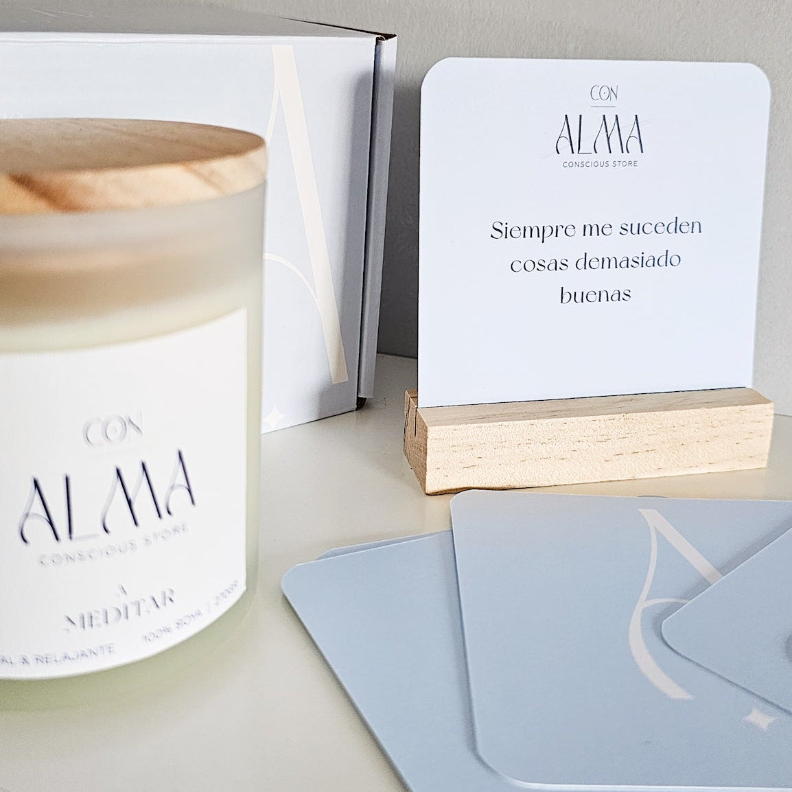 PACK: Vela " A meditar " + Tarjeta PENSAMIENTOS POSITIVOS