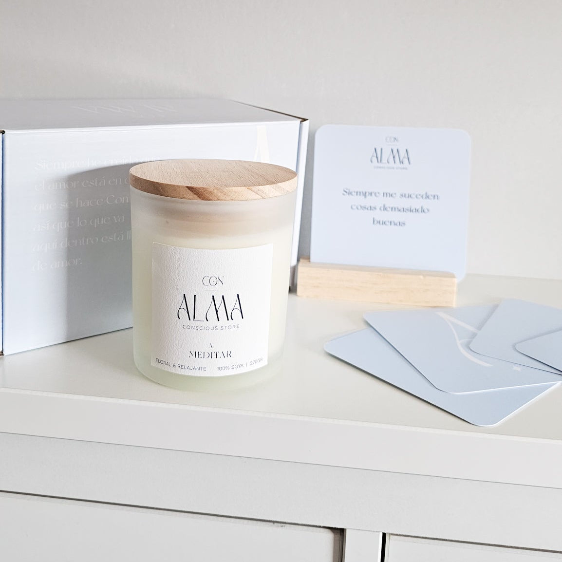 PACK: Vela " A meditar " + Tarjeta PENSAMIENTOS POSITIVOS