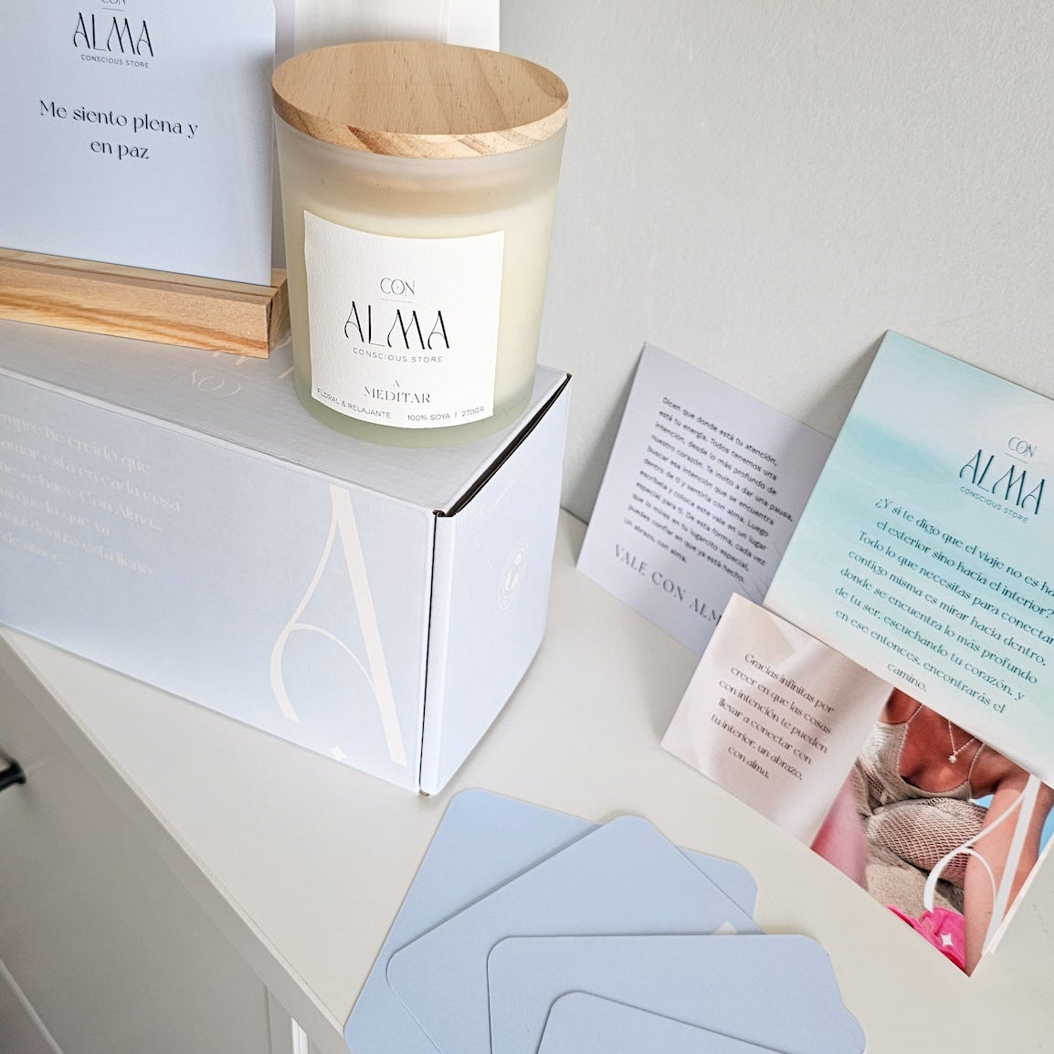PACK: Vela " A meditar " + Tarjeta PENSAMIENTOS POSITIVOS