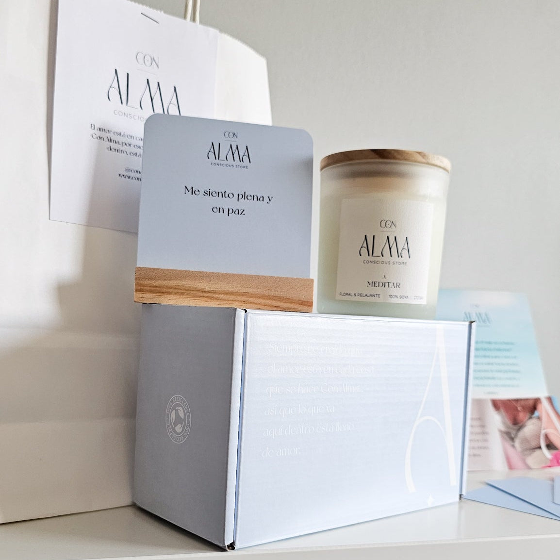 PACK: Vela " A meditar " + Tarjeta PENSAMIENTOS POSITIVOS