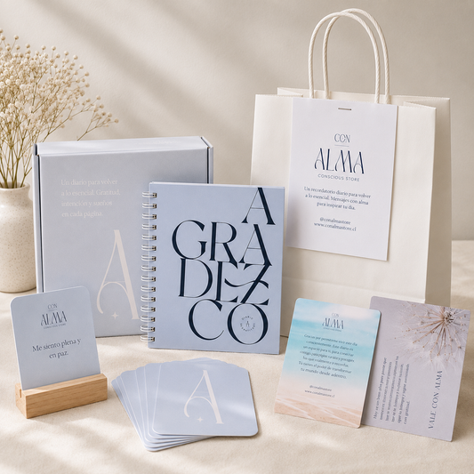 PACK: Diario de gratitud + tarjetas de PENSAMIENTOS POSITIVOS