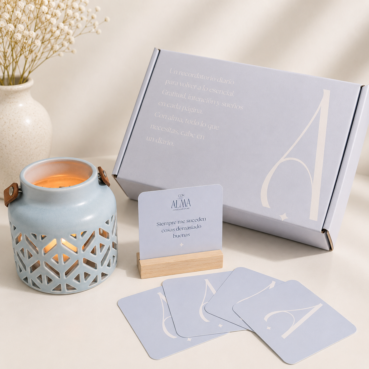 PACK: Farol celeste + Tarjetas PENSAMIENTOS POSITIVOS