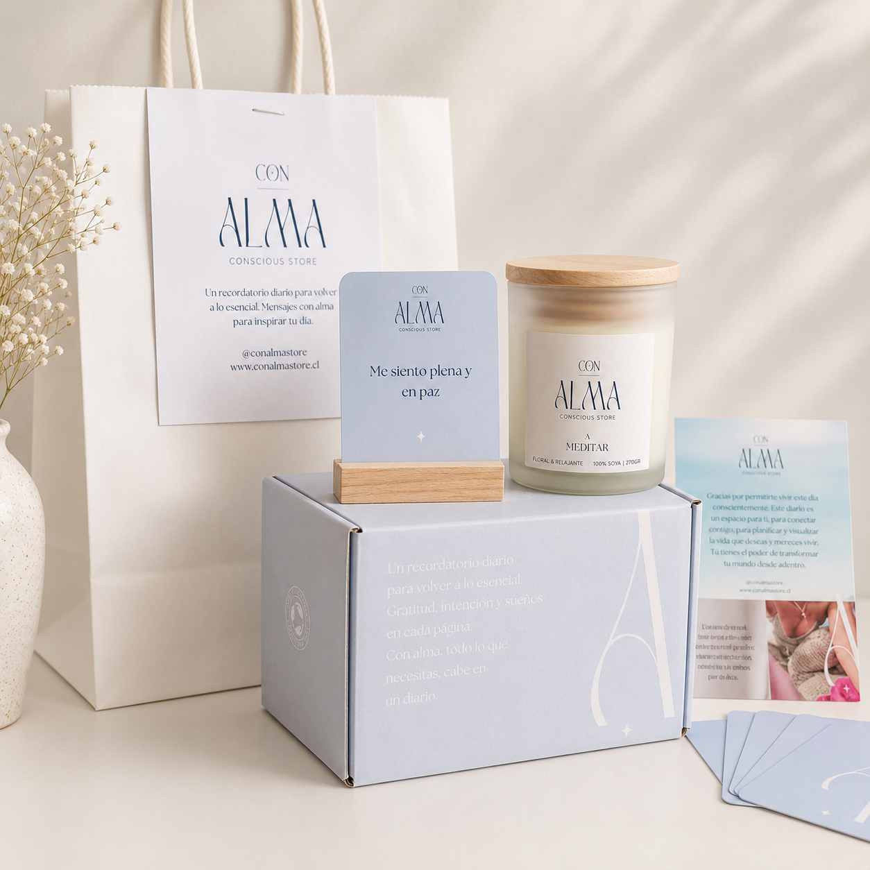 PACK: Vela " A meditar " + Tarjeta PENSAMIENTOS POSITIVOS