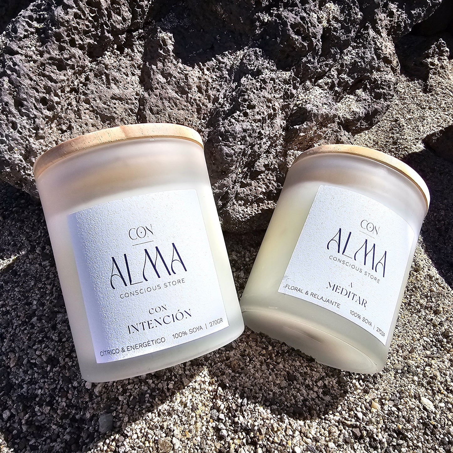 PACK: 2 velas: "Con intención" y "A meditar"