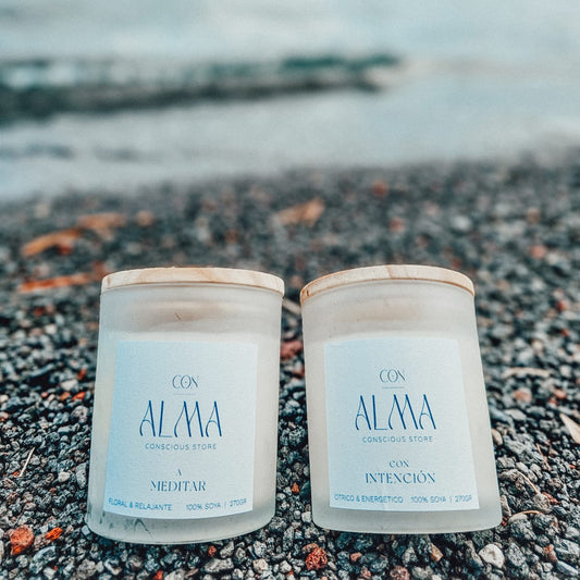 PACK: 2 velas: "Con intención" y "A meditar"